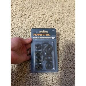 New POWERTEC 7 Piece Split Ring Stop Collar Set with Size Markings 1/8 to 1/2